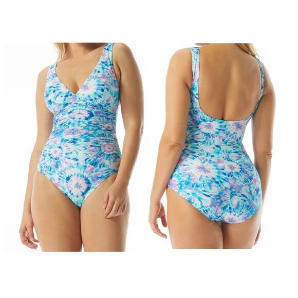 COCO REEF Contours Solitare V-Neck Underwire Tummy-Control One-Piece Swimsuit - Picture 1 of 9